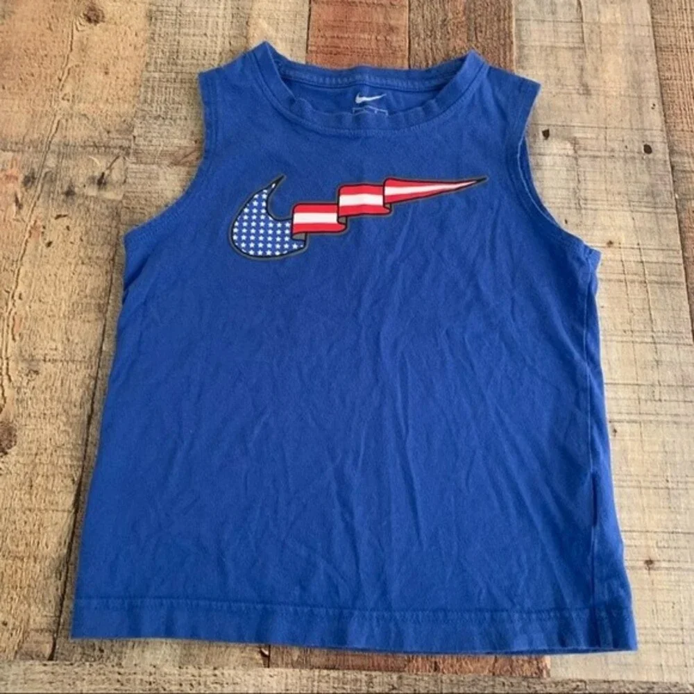 Nike boys patriotic American flag blue tank top -7